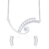 Taraash White CZ 925 Silver Tanmaniya Necklace Set NS1229R - Taraash