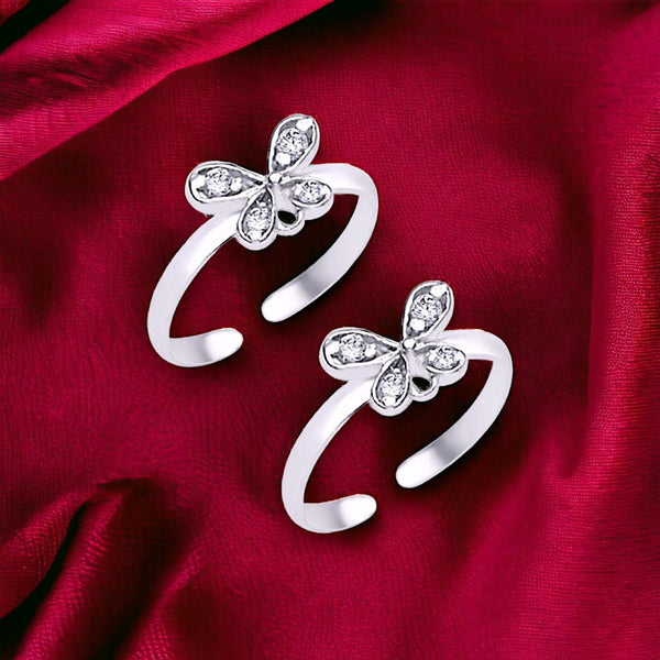 Taraash White Cz Butterfly Silver Toe Rings For Women - Taraash