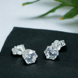 Taraash White Round Solitaire CZ Sterling Silver Studs Earrings For Women stylish 92.5 CBER226I-01 - Taraash