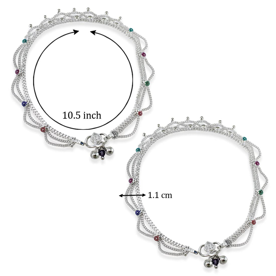 Tarash 925 Sterling Chain Based Silver Anklets For Women - Taraash
