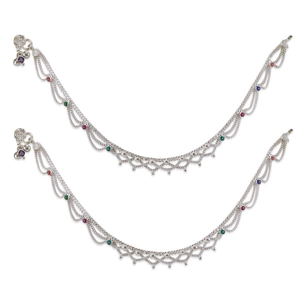 Tarash 925 Sterling Chain Based Silver Anklets For Women - Taraash