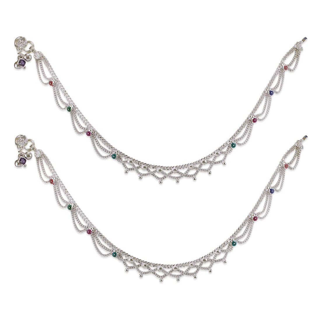Tarash 925 Sterling Chain Based Silver Anklets For Women - Taraash