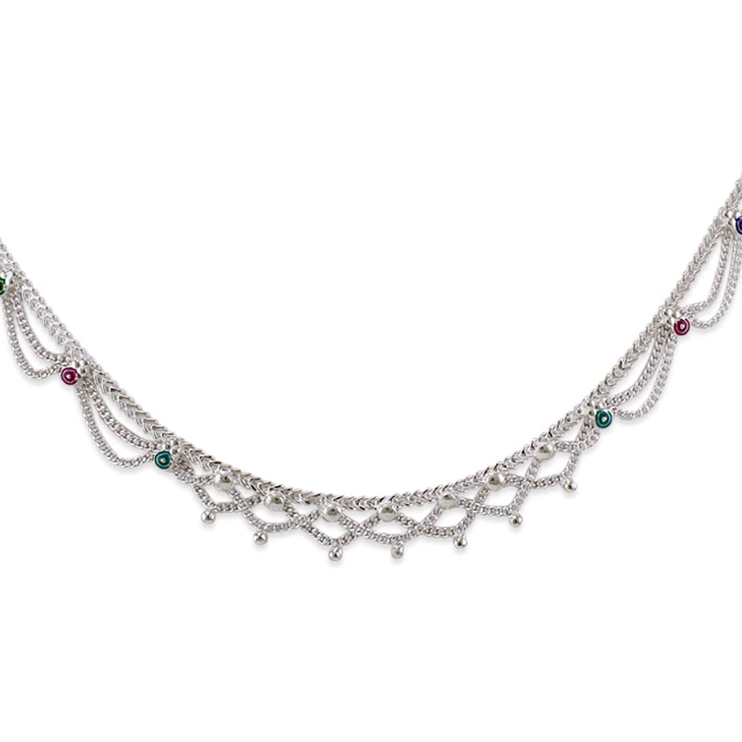 Tarash 925 Sterling Chain Based Silver Anklets For Women - Taraash