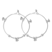 Tarrash Sterling Silver Dangling Elephant Design Anklet For Women - Taraash